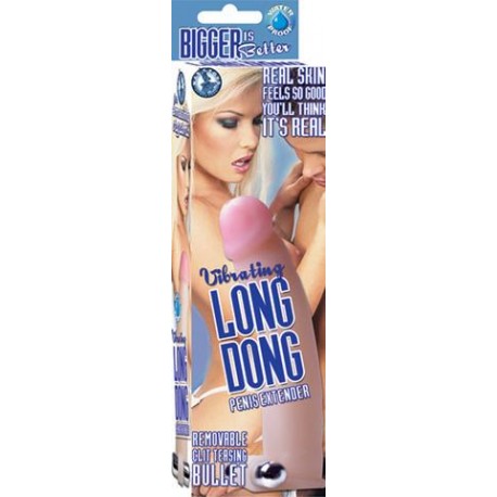Vibrating Long Dong Penis Extender Flesh 