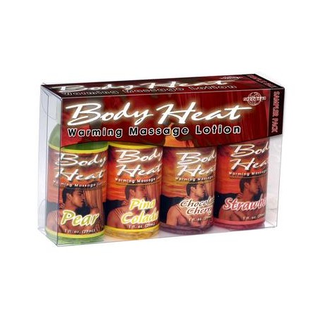 Body Heat Warming Massage Lotion Sampler Pack (4-1oz Bottles)